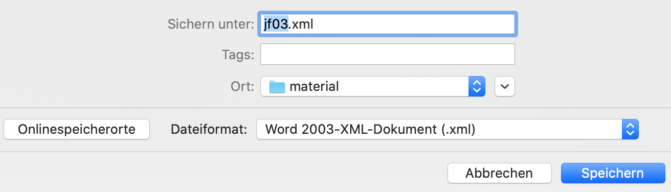 save as Word 2003 XML